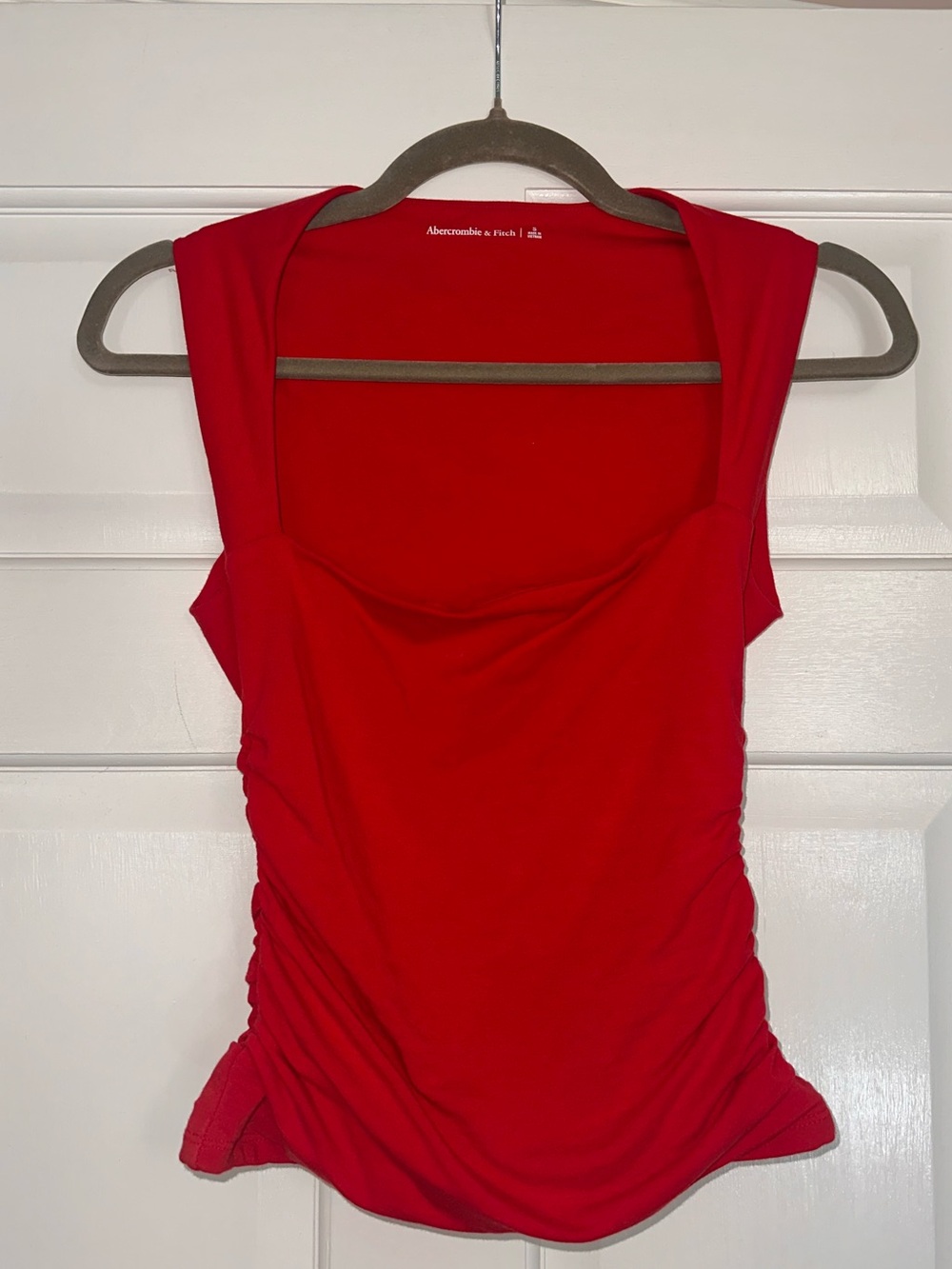 Abercrombie & Fitch Bright Red Ruched Scoop Tank